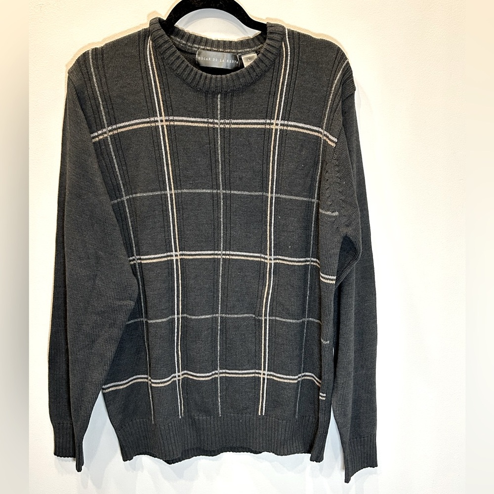 Oscar de la Renta Plaid Cotton Sweater